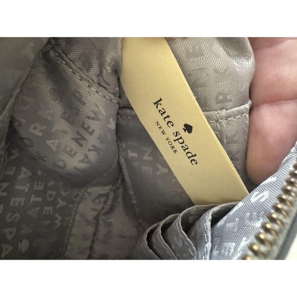 Kate Spade Wristlet Clutch Gray Nylon Double Zip Pouch Card Slots Small - Picture 8 of 12